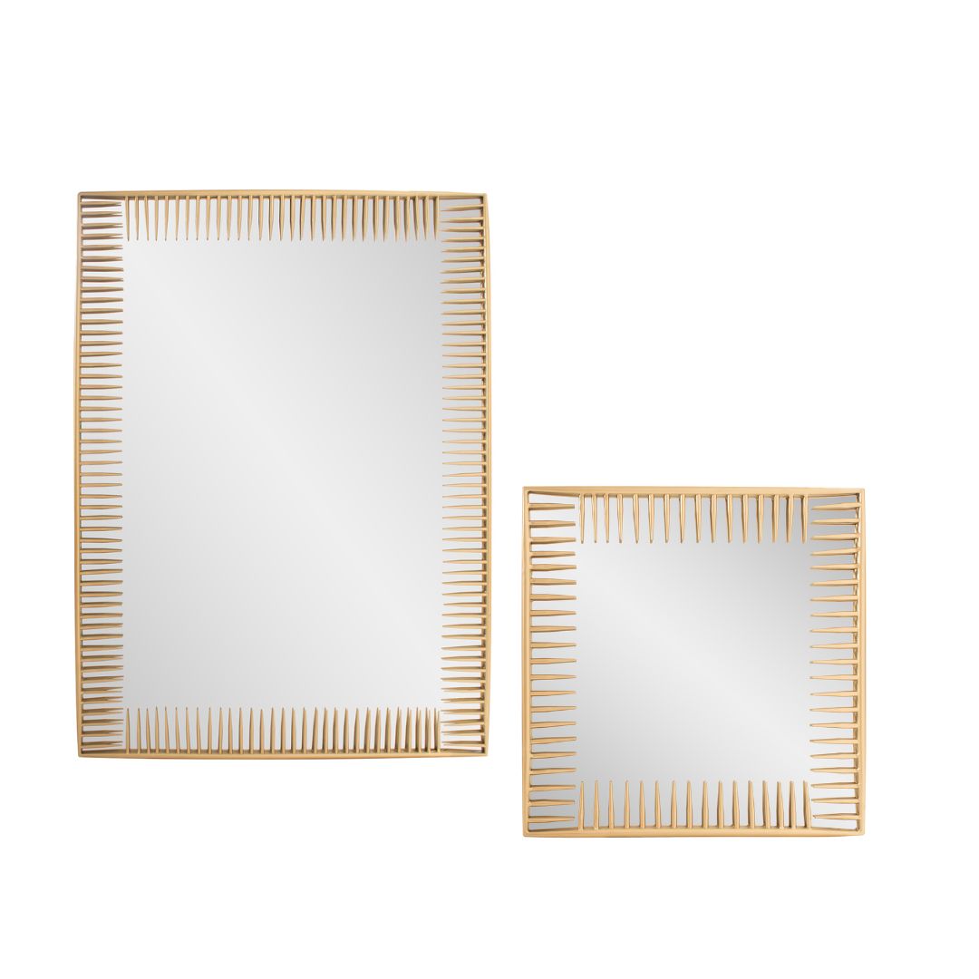 Sleek Spikes Gold Square Mirror