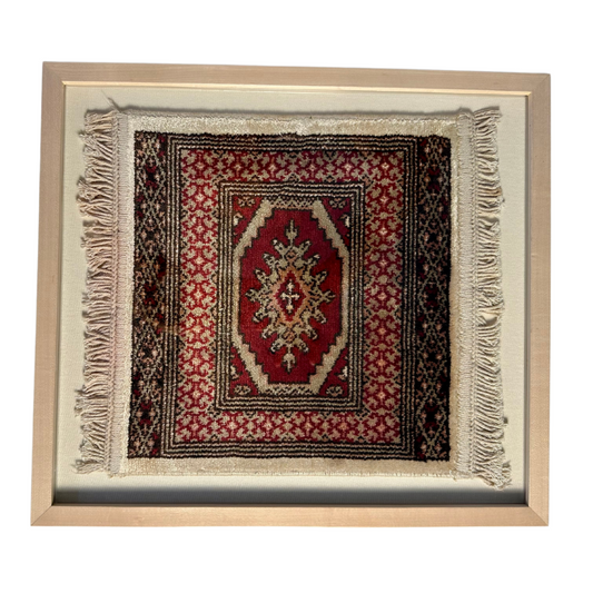 Red Square Framed Textile 17 x 15