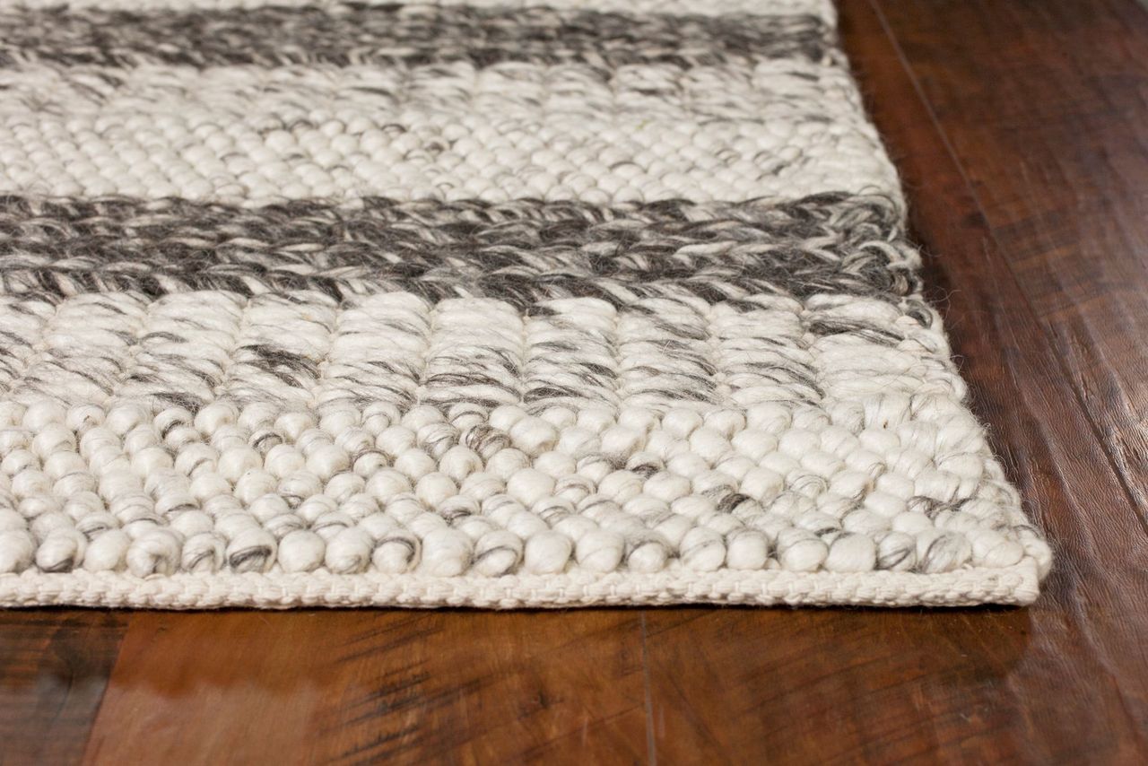 Tulum Gray + White Stripe Handwoven Wool Rug