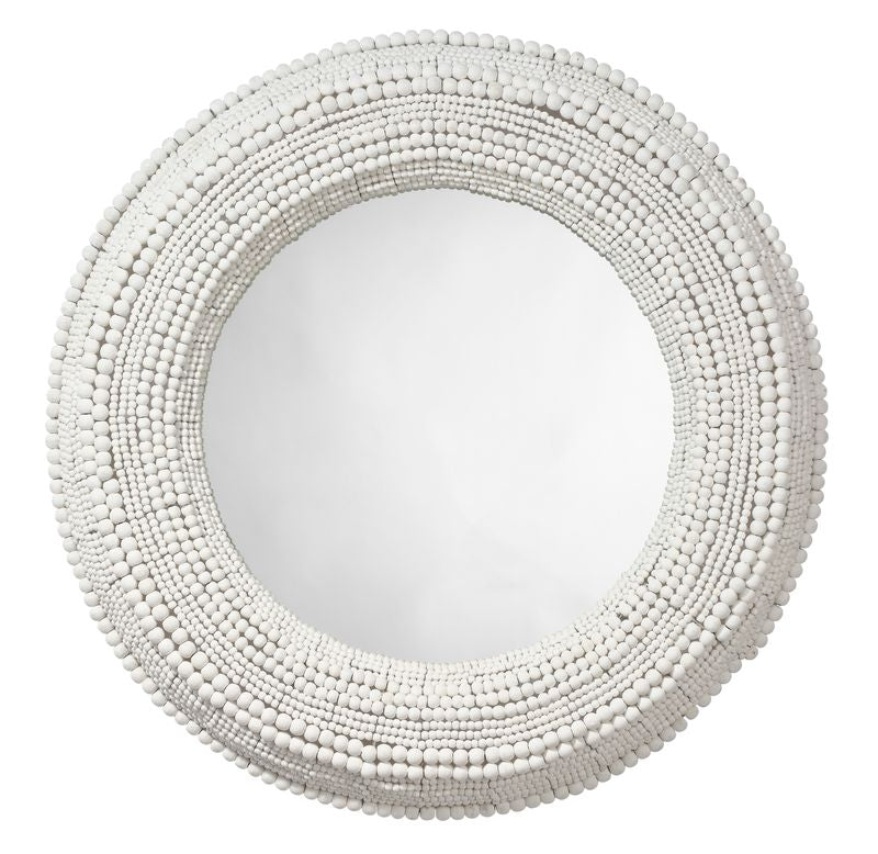 Eastwood White Beaded Round Mirror 37"