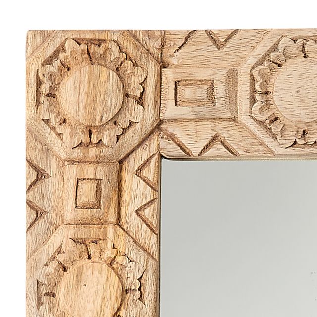 Petra Natural Carved Wood Mirror Rectangle