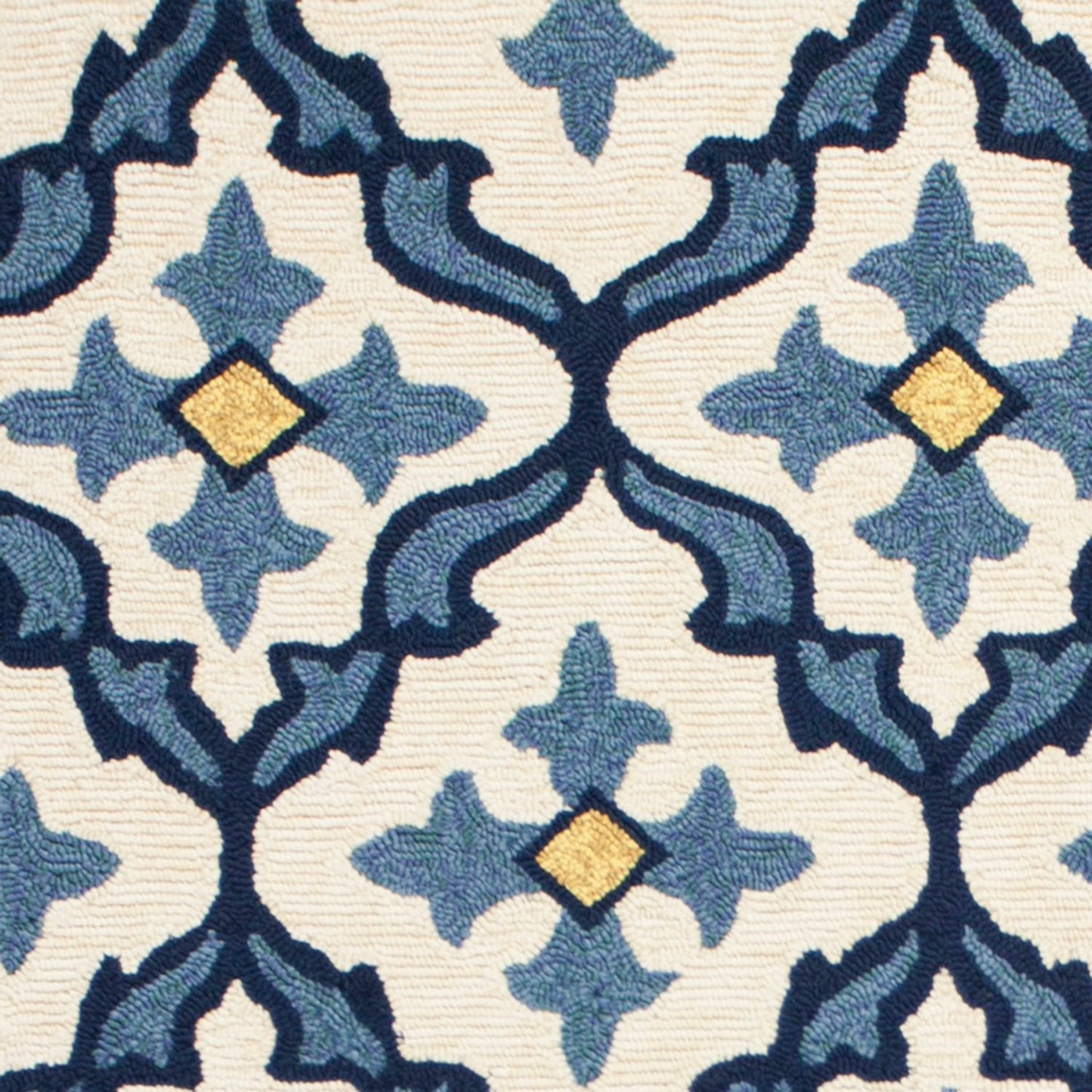 Parra Ivory + Blue Mosaic Hand-Tufted Rug (Outdoor Safe)