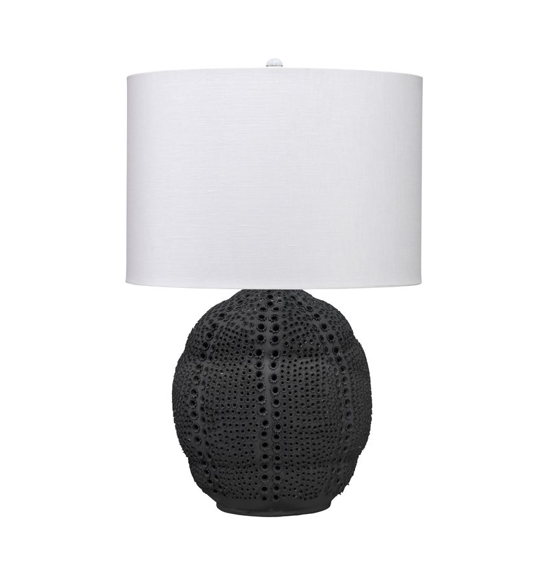 Aire Perforated Black Ceramic Table Lamp