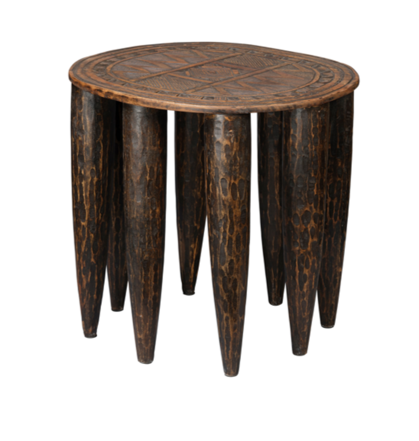 Anek Brown Etched Wood Table