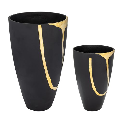 Sarello Black + Brass Metal Vases