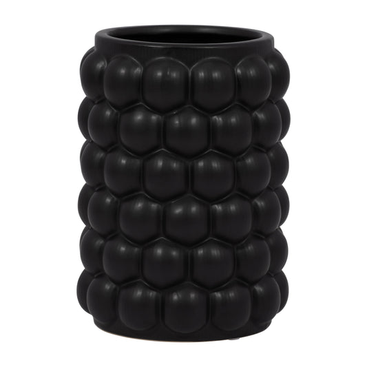 Bubble Black Ceramic Vase 7"