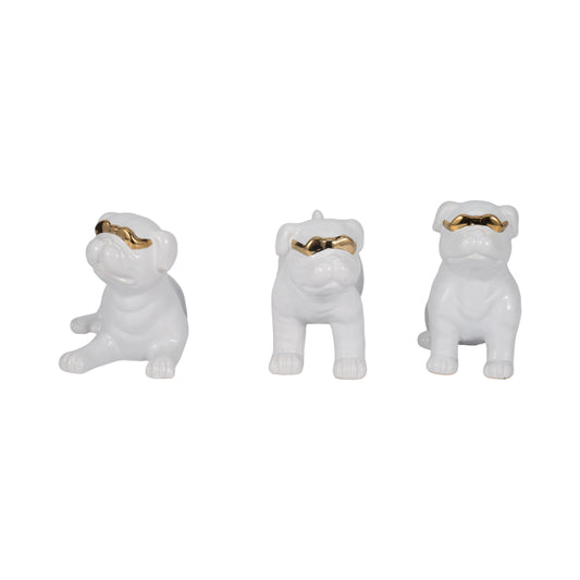 Pug Trio White Ceramic