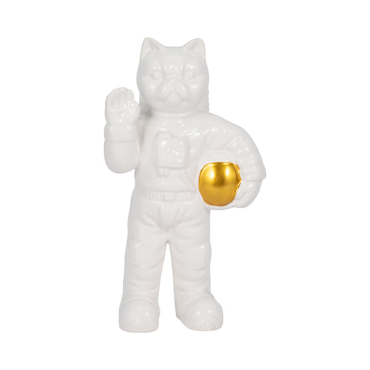 White Ceramic "Cat"stronaut Statuette