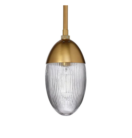 ribbed glass brass pendant