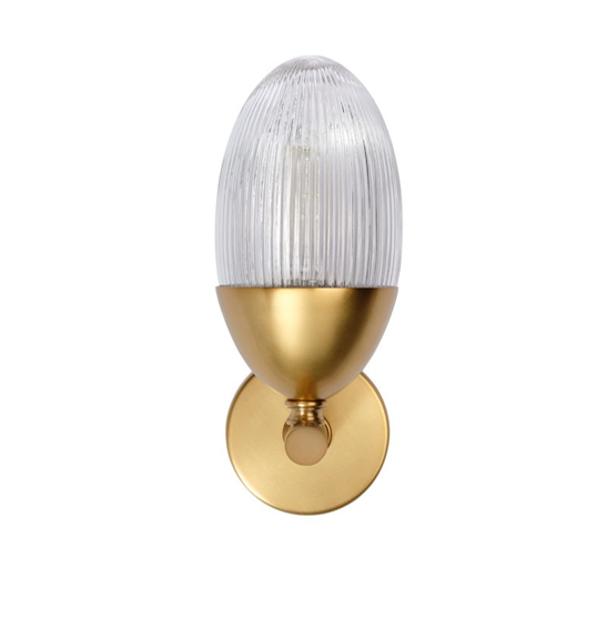 ribbed glass brass sconce