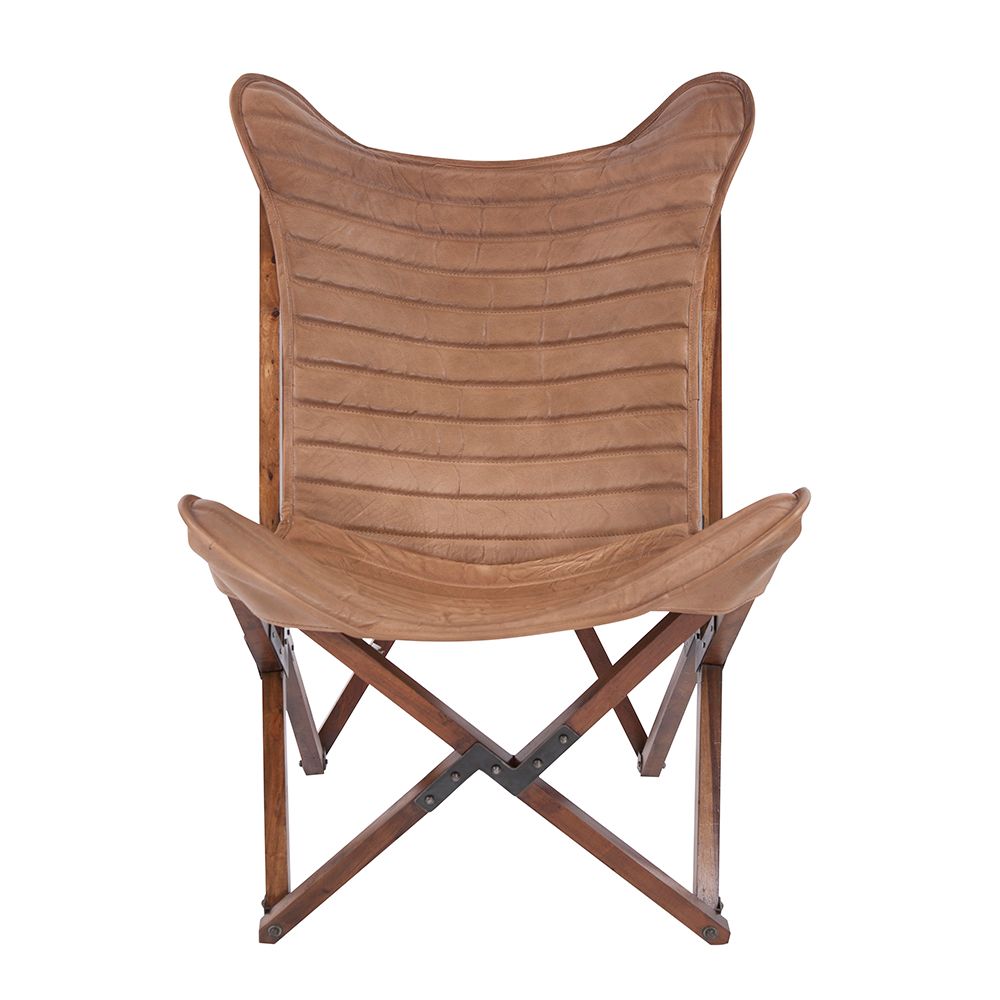 Paola Brown Leather Sling Chair