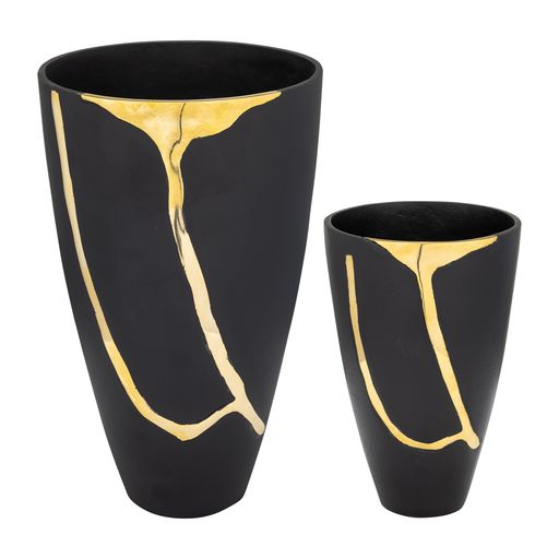 Sarello Black + Brass Metal Vases