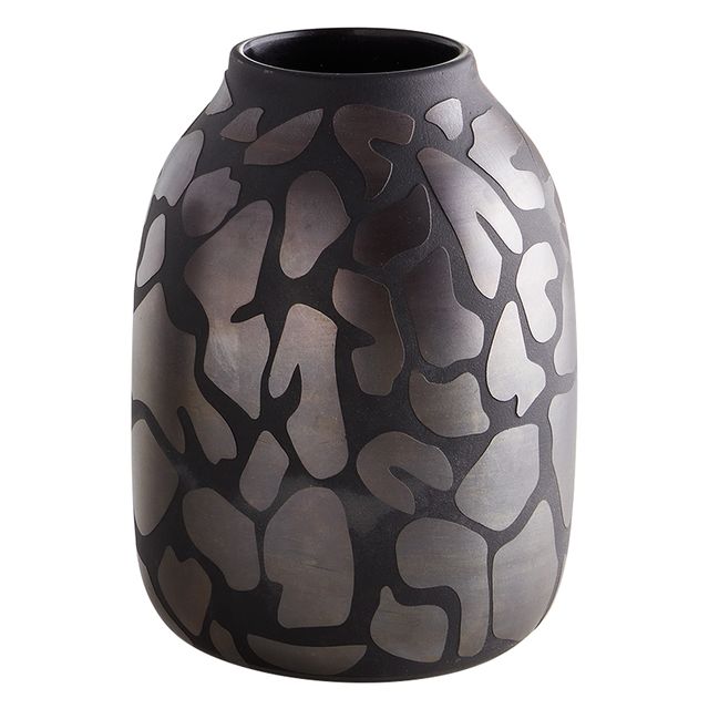 animal print black vase