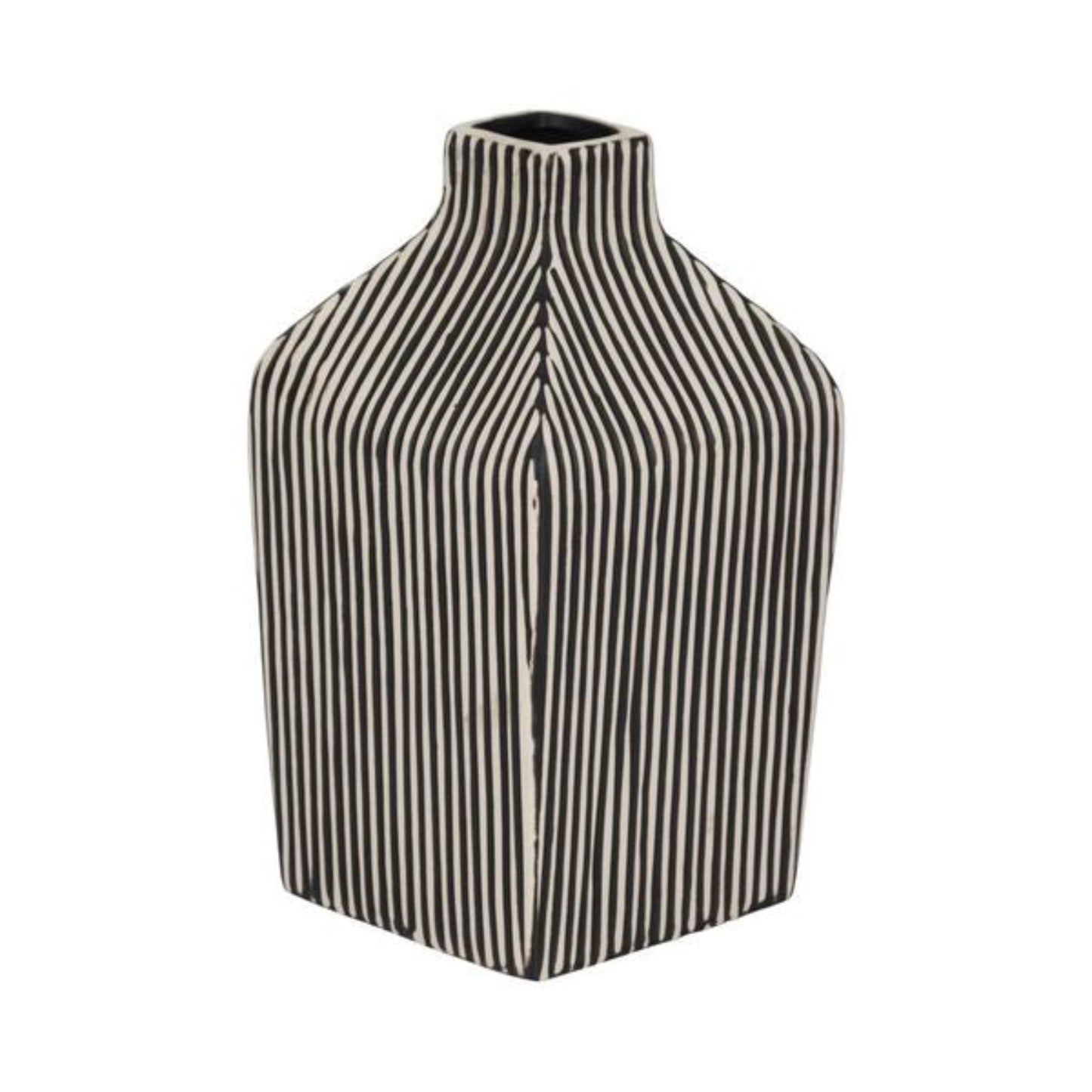 Raya Striped Stoneware Vase 8"