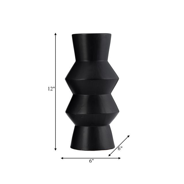 Deviate Black Ceramic Vase 12"