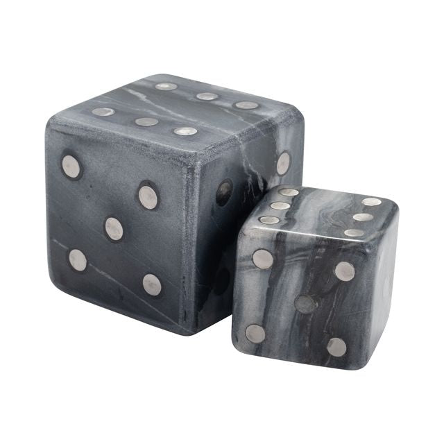 Gray Marble Dice Objects S/2