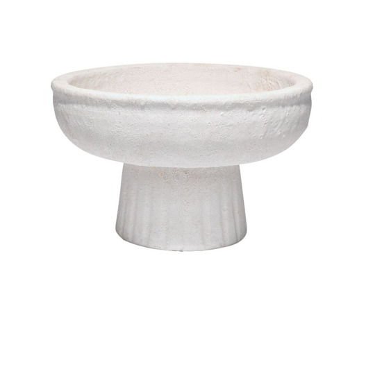 Milos White Ceramic Pedestal Bowl Sm