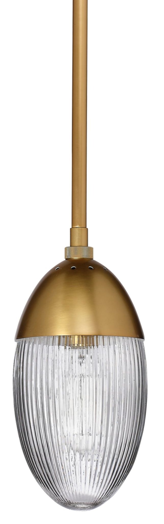 ribbed glass brass pendant