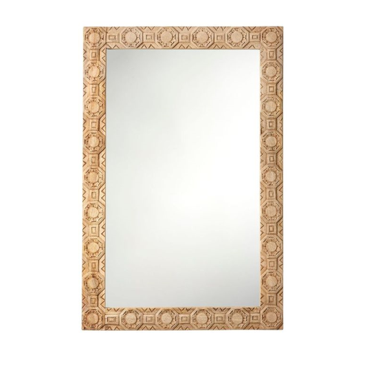 Petra Natural Carved Wood Mirror Rectangle