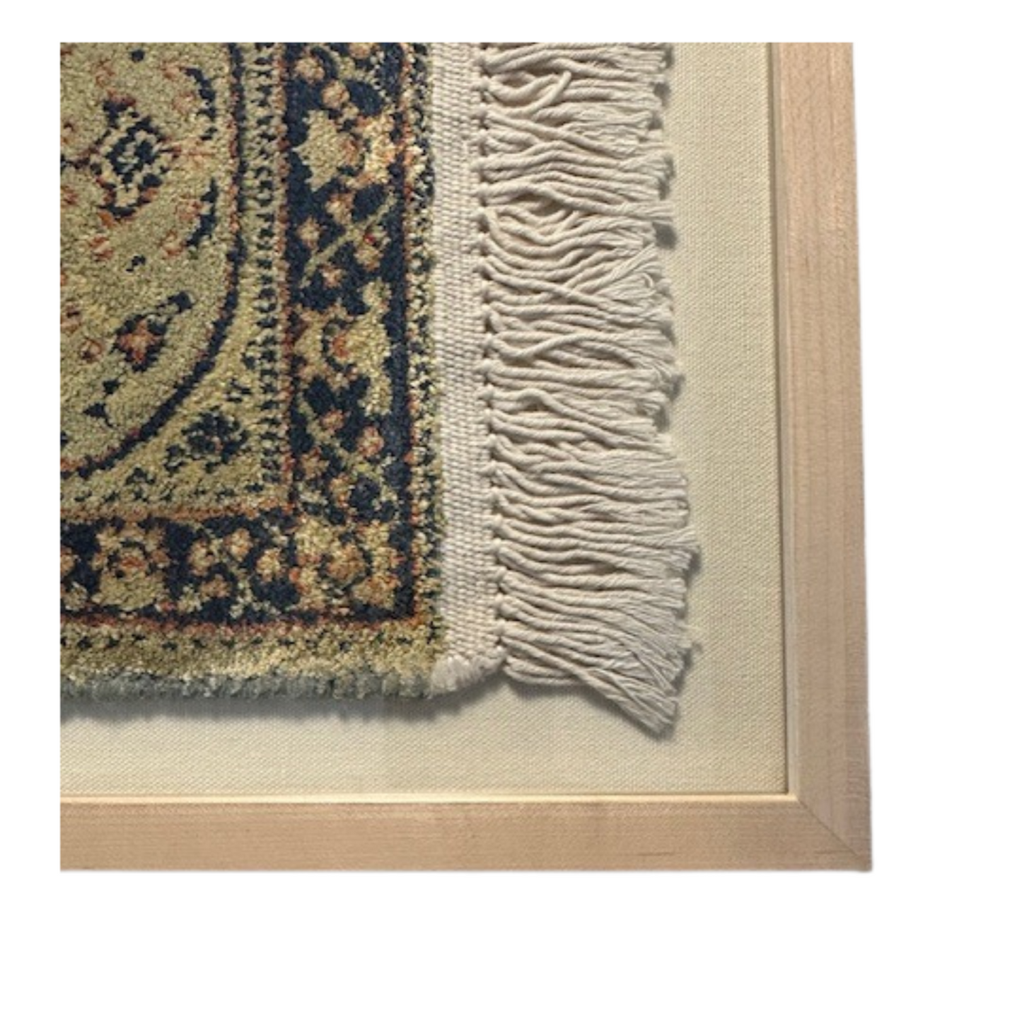 Ivory + Blue Florets Framed Textile 30 x 14