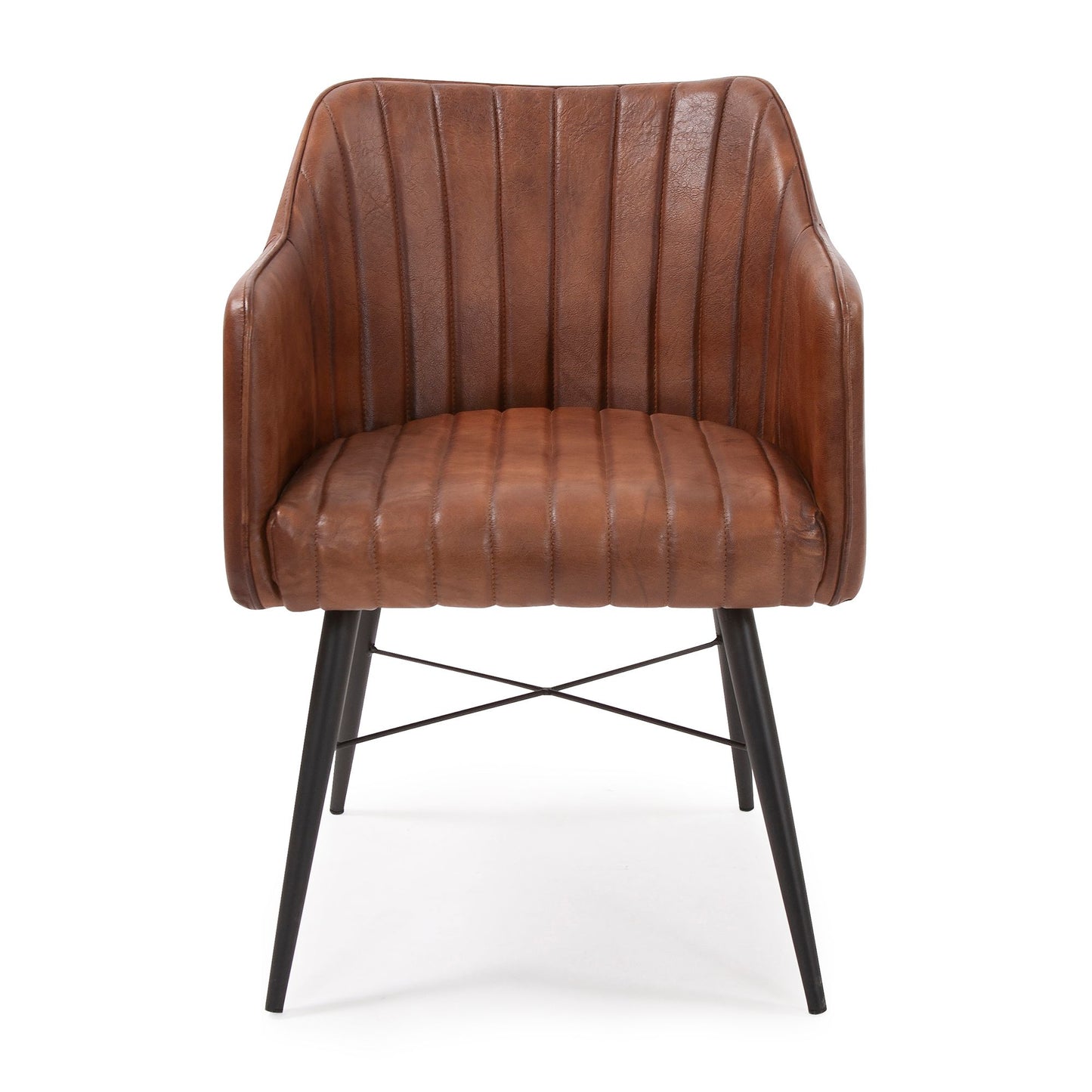 Bruno Brown Channeled Leather Chair