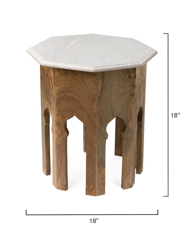 Marrakesh Marble + Wood Side Table