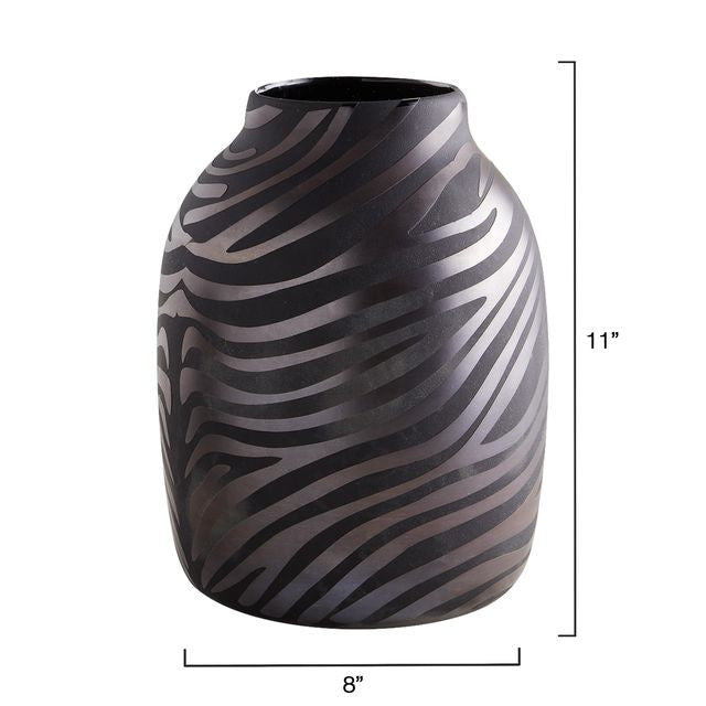 Zaire Black Zebra Print Vase 11"