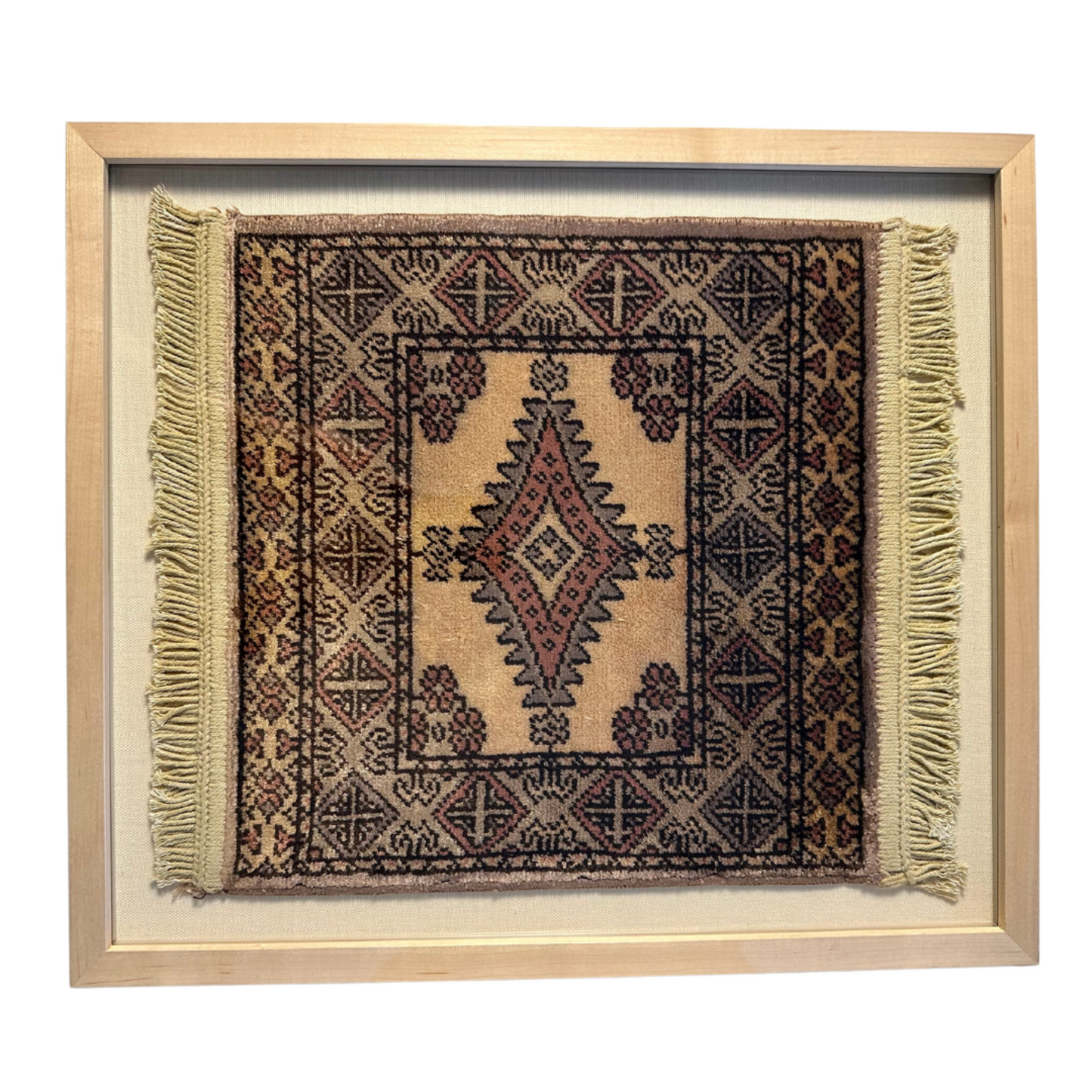 Taupe Diamonds Framed Textile 18 x 15