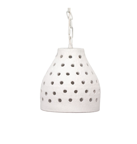 matte white perforated pendant 