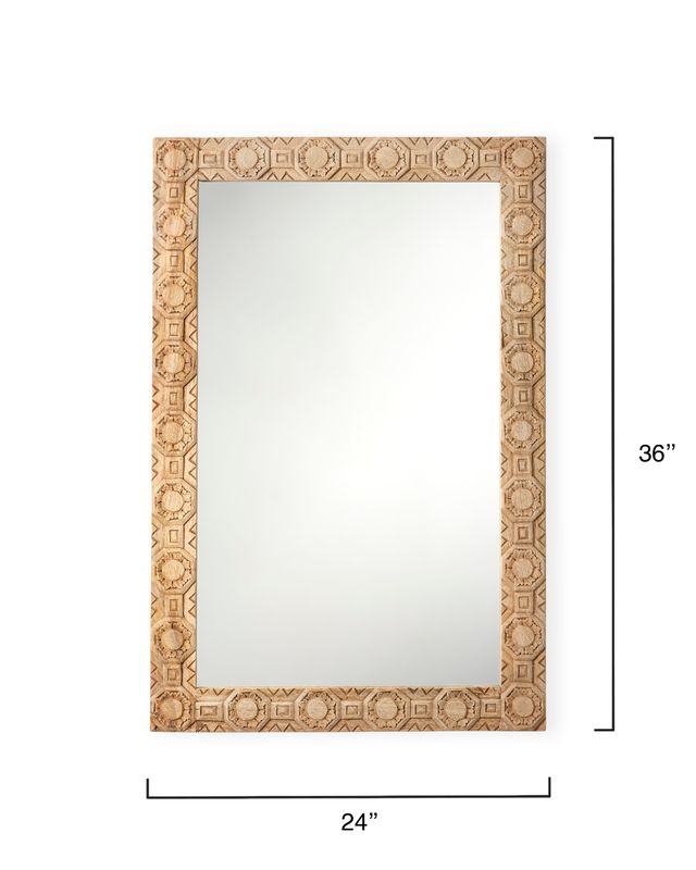 Petra Natural Carved Wood Mirror Rectangle