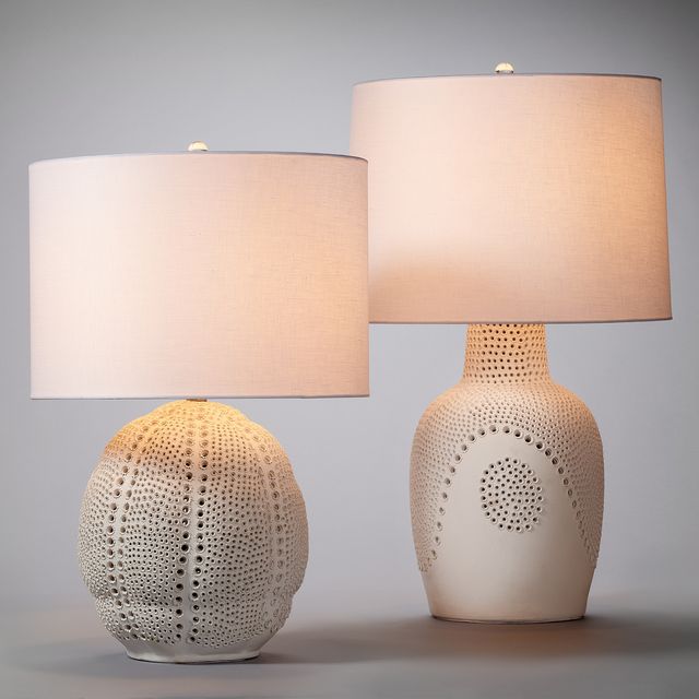 Aire Perforated White Ceramic Table Lamp