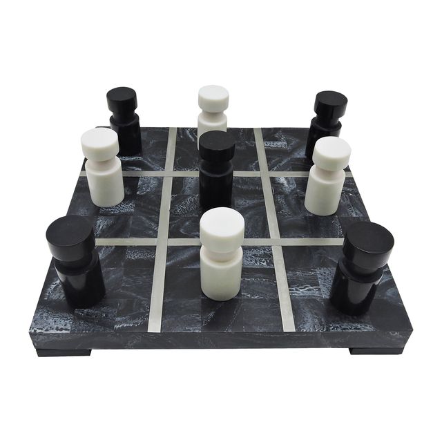 Marble Black + White Tic Tac Toe Game