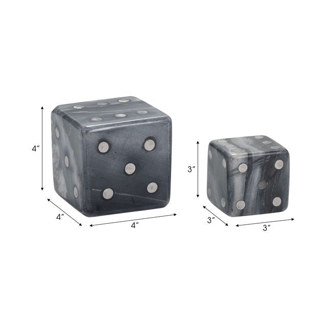 Gray Marble Dice Objects S/2