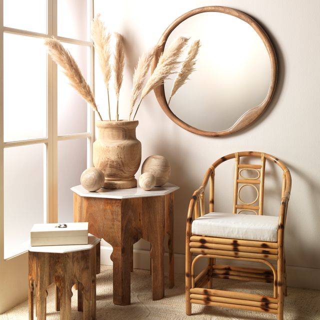 Marrakesh Marble + Wood Side Table